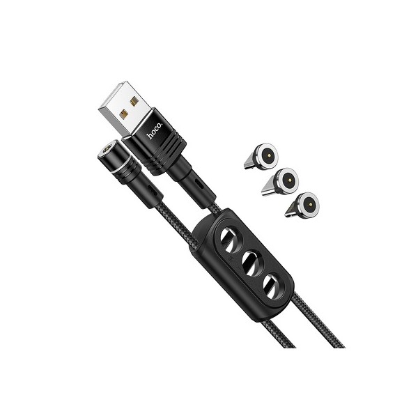 Câble magnétique 3 en 1 - Type C + Micro + iPhone Lightning - 1,2 mètres