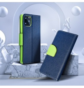 Etui Fancy pour Oppo A54 5G / A74 5G / A93 5G Bleu marine/ Lime