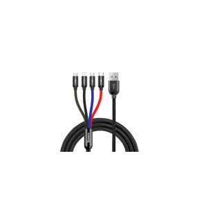 Cable magnétique 4 en 1 - Apple Lightning (2x) + microUSB + TYP-C noir
