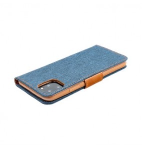 Etui Canvas pour Samsung Galaxy S21 FE - Bleu marine / Marron