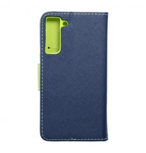 Etui Fancy pour Samsung Galaxy S21 FE - Bleu marine / Citron vert