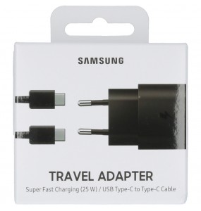 Samsung Originale Chargeur rapide EP-TA800 3A 25W inkl. Câbles Data USB  TYP-C noir