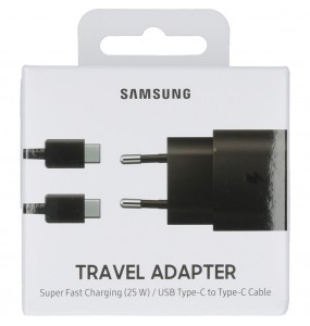 Samsung Originale Chargeur rapide EP-TA800 3A 25W inkl. Câbles Data USB TYP-C noir