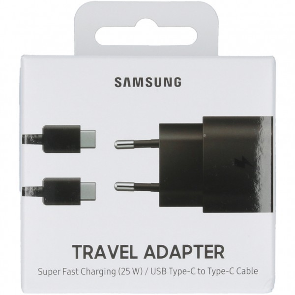 Samsung Originale Chargeur rapide EP-TA800 3A 25W inkl. Câbles Data USB TYP-C noir