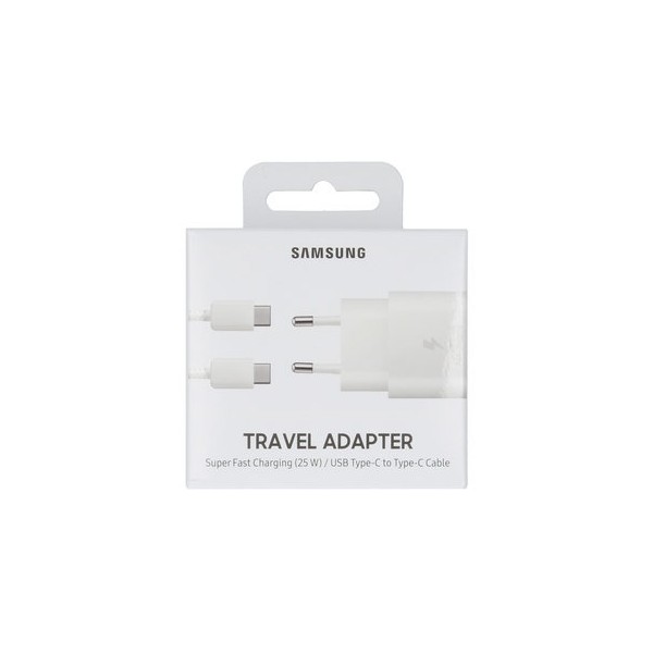 Samsung Originale Chargeur rapide EP-TA800 3A 25W incl. Câbles Data USB TYP-C Blanc