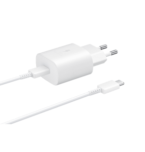 Samsung Originale Chargeur rapide EP-TA800 3A 25W incl. Câbles Data USB TYP-C Blanc