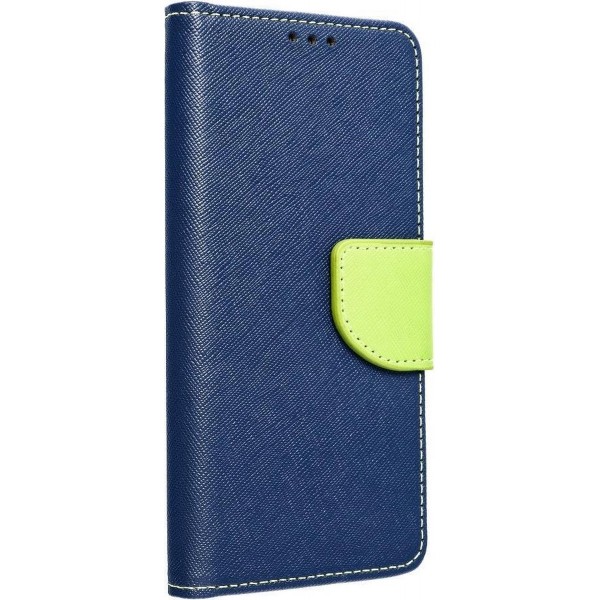 Etui Fancy Book pour SAMSUNG A03S bleu marine / citron vert