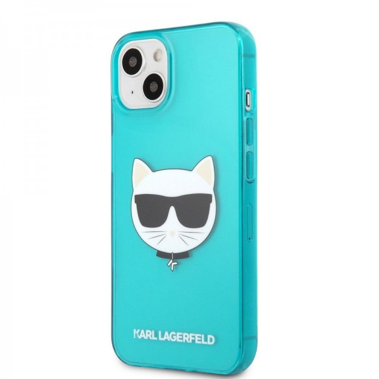 Coque Karl Lagerfeld pour iPhone 13 - Bleu transparent fluo