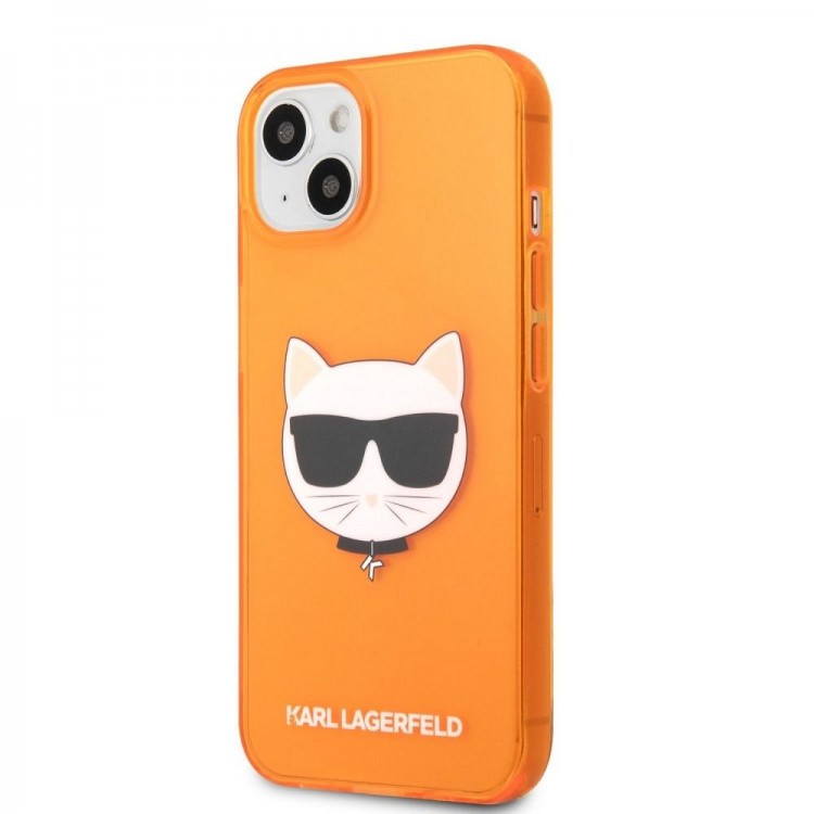 Coque Karl Lagerfeld pour iPhone 13 - Orange transparent fluo