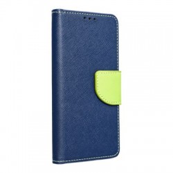 Etui Fancy Book case pour SAMSUNG A13 4G bleu marine / citron vert
