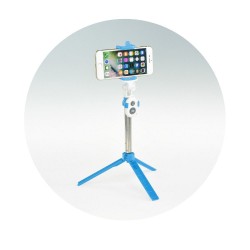 Perche selfie avec télécommande bluetooth tripod - bleu