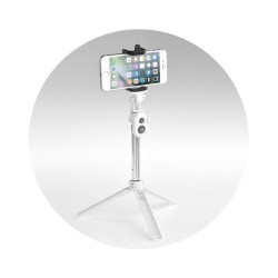 Perche selfie avec télécommande bluetooth tripod - blanc