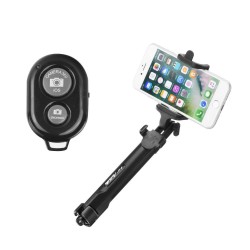 Perche selfie avec télécommande bluetooth tripod - noir