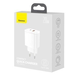 Baseus Compact Quick Charger Dual 20W Blanc