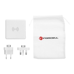 Chargeur multifonctions Forcell 4en1 15W avec ports USB / USB type C, power bank 8000mAh et chargement sans fil